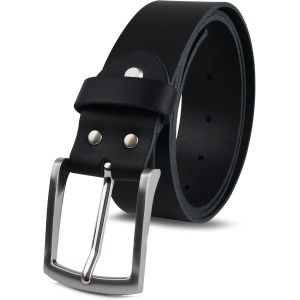 CAUC-Ceinture en cuir de buffle pour homme fabriqu&eacute;e &agrave; la main en Allemagne - 38 mm de large - Longueur r&eacute;glable - En cuir v&eacute;ritable noir, Noir , X-Large - Neuf