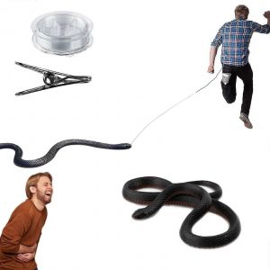 120CM Snake Prank avec pince &agrave; ficelle - serpent sur une farce de ficelle qui chasse les gens jouet - Neuf