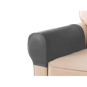 Housses D'accoudoirs De Canap&eacute; En Similicuir Gris, 2 Pi&egrave;ces, Amovibles - Neuf