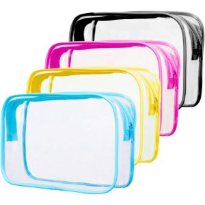 KALANKA-4 Pi&egrave;ces Trousse de Toilette Voyage Transparente Pochette Voyage PVC &Eacute;tanche Trousse de Maquillage Transparente pour Femme et Homme,4 Couleurs - Neuf
