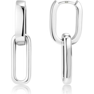 Kalanka-Boucles D'oreille Femme Argent 925, Cr&eacute;ole Double, Boucles D'oreille Pendantes Carr&eacute;/Ovales/C?Ur, Plaqu&eacute; Or 14k, Hypoallerg&eacute;nique - Neuf