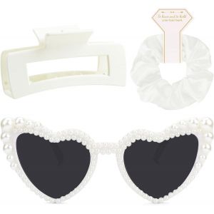 Asas-Accessoires Cheveux Pour Mariage,Lunettes En Forme De C?Ur,Chouchou Cheveux En Satin,Pince Cheveux Femme,Élastique Cheveux Pour Femme Demoiselle D'honneur,Mariée - Neuf