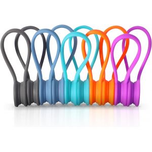 CHECARZHN--NO1-Lot De 10 Attaches De Câble Magnétiques Multicolores Réutilisables En Silicone Pour Organ r Et Regrouper Les Fils, Câbles D'Écouteurs, Cordons Et Chargeurs - Neuf