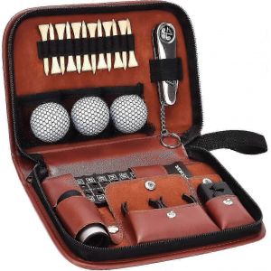 (Style3140) Cadeaux De Golf Pour Hommes Et Femmes, Ensemble D'accessoires De Golf Avec Étui Haut De Gamme, Balles De Golf, Télémètre, Tees De Golf, Brosse, Couteau À Divot Multifonctionnel, Marqueur, G - Neuf