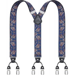 Cauc-Bretelles Pour Hommes Avec 6 Pinces M&eacute;talliques En Y Ajustables Bretelles Pour Pantalons Bretelles &Eacute;lastiques Robustes Pour Hommes - Neuf