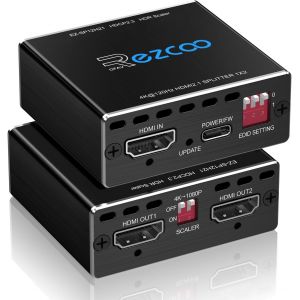 VornixorSarlshop-Splitter HDMI 2.1 4K 120Hz 8K 60Hz 1 entr&eacute;e 2 Sorties VRR ALLM HDCP2.3 HDR10 8K UHD Dolby Vision Atmos Scaler 4K EDID 1080P HDMI 2.1. R&eacute;partiteur 1x2 Compatible avec PS5, SkyQ, Xbox, - Neuf