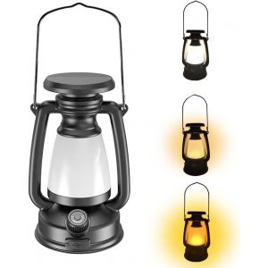 Kalanka-Extérieur Led Retro Solaire Camping Lumière, Éclairage Mobile Rechargeable, Lumière Blanche, Lumières Jaune, Lumières Chaude, Lampe À Cheval Multifonctionnelle À Luminosité Réglable 3 Modes. - Neuf