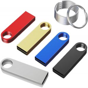 TTA-Lot de 5 clés USB en métal 2 Go, Mini clé USB étanche 2 Go, Multicolore, Lot de 5 pour Ordinateur Portable, Ordinateur, TV, Voiture - Neuf