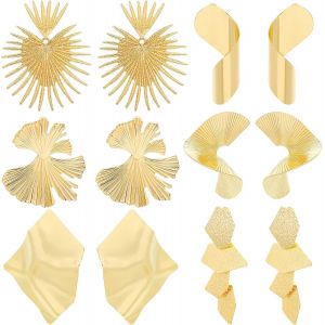 6 Pairs Gold Geometric Earrings Set Minimalist Earrings For Women Girls - Neuf