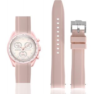 Kal-Bracelet En Caoutchouc Incurv&eacute; Compatible Avec Omega X Swatch Speedmaster Moonswatch 20mm Bande De Remplacement Douce Pour Hommes Et Femmes - Neuf