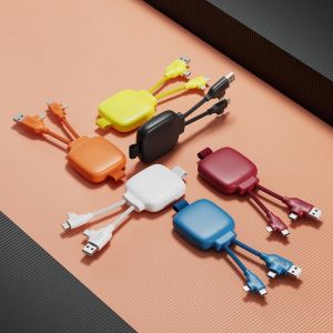 C&acirc;ble Multi-Connecteurs Usb 4 En 1 - Chargeur Universel Et Batterie Externe 3000 Mah En Plastique Recycl&eacute; - Gamma Lite Noir - Neuf