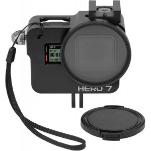 Bo&icirc;tier Housse de Protection en Alliage d'aluminium m&eacute;tallique pour GoPro Hero 7 Black 6 5 Action Camera, du Cadre de Coque en m&eacute;tal avec Support de Base de v&eacute;lo Filtre UV de 52 mm - Neuf