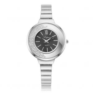 Lvpai Femmes Quartz Analogique Montre Luxe Cadeau Bijoux Robe Montre-Bracelet Ronde (Argent + Noir) - Neuf