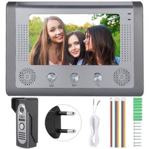 Interphone video filaire 7 pouces avec ecran tactile et prise de vue photo, sonnette, prise UE 110-240 V - Neuf