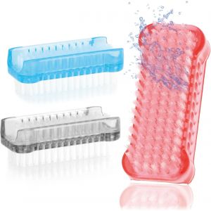 Kal-Brosse De Lavage Des Mains 3x - Brosse À Ongles En Plastique - Brosse À Main Double Face - Brosse De Nettoyage Pour Les Mains Et Les Ongles (Rouge/Gris/Bleu - 3 Pièces) - Neuf