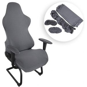 Housses De Chaise De Jeu Extensibles Grises ¿ Housses Ergonomiques Pour Chaise De Bureau Inclinable Style Course (Sans Chaises) - Neuf