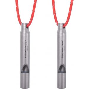 Eryi-Sifflet En Titane Camping En Plein Air Randonnée Chasse Escalade Survie D'urgence Sifflet Fort Entraîneurs Entraînement Sport Porte-Clés Sifflet Avec Lanière Paquet De 2 - Neuf