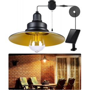 Lampe Solaire Interieur Extérieur Avec Interrupteur À Tirette & Ampoules E27 Etanche Ip65 Lampe Suspendue Éclairage Pour Jardin Pergola Chemins Garage Maison Cabanon Pergola - Neuf