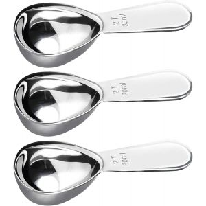 NLot de 3 cuill&egrave;res &agrave; caf&eacute; en acier inoxydable 304-30 ml-Cuill&egrave;re &agrave; mesurer pour grains de caf&eacute;,th&eacute; en vrac,sucre,farine.[U116] - Neuf