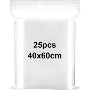 Subzonal-Lot De 25 Grands Sacs Refermables En Plastique Transparent Avec Fermeture &Agrave; Glissi&egrave;re - 40 X 60 Cm - Sacs De Rangement Herm&eacute;tiques - Sacs &Eacute;pais Sachet Zipp&eacute; Sachet De Grands Refermables Poch - Neuf