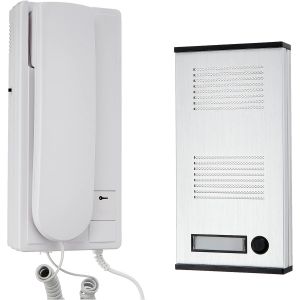 KALANKA-- PAF0001 - Interphone Audio 2 Fils pour Immeuble - 1 Combin&eacute; Interphone Filaire et 1 Platine de Rue Ext&eacute;rieure en Aluminium - AudioKit 32068 - Neuf