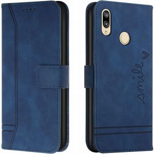 KALANKA-Coque pour Huawei Y6 2019 / Y6 Prime 2019 / Y6 Pro 2019, Etui Cuir avec Magnetique, Flip Pochette Housse pour Huawei Y6 2019 Protection, Bleu - Neuf
