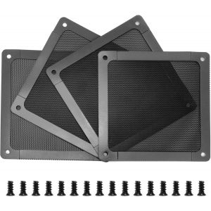 KALANKA-Filtres de Ventilateur en PVC, 120mm Filtre Grille Ventilation PC, Boîtier en Maille Anti-Poussière avec Cadre Magnétique, pour Ordinateur, Alimentations, Modems (4 Pièces, Noir) - Neuf