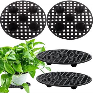 ERYI-4 Pcs Élévateur Pot De Fleur, 20 Cm Tapis De Pot De Fleur, Tapis Pot, Tapis De Drainage Plantes D'Intérieur, Grille De Drainage Bonsai, Pour Prévenir Terrasses Pourriture Et Dommages - Neuf