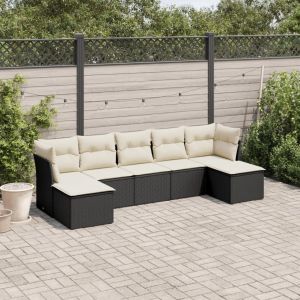 Prolenta Premium - Salon De Jardin 7 Pcs Avec Coussins Noir R&eacute;sine Tress&eacute;e - Neuf