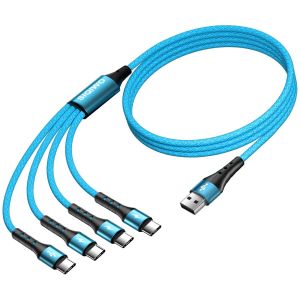 Thef-Câble Usb C, Qc 3.0 Câble Usb Type C Charge Synchro Ultime Rapide Nylon Tressé Chargeur 4 Usb C Connecteur Pour Iphone 15, Samsung Galaxy S24 S23 S20 S10, Note 20, Huawei, Sony, Lg, Xiaomi-1.2m - Neuf