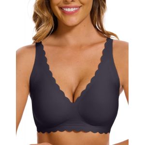 Femme Soutien Gorge Sans Armature Brassiere Push Up Col En V Bralette Sans Coutures Rembourré Maintien Confort Mode Coussinets Invisible Bra Grande Taille Confortable Brassière Pour Yoga - Neuf
