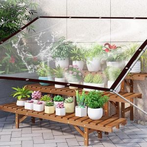 CFUS-Bâche transparente avec ?illets, en PVC, imperméable, protection contre la pluie, le vent, le soleil, pour balcon, jardin, serre (1 m x 2 m) - Neuf