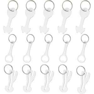 MEVRONISSHOP-15 Pièces Jeton Caddie, Déverrouilleur de Caddie Universel, 3 Styles de Clé en Forme Jeton en Acier Inoxydable pour Les Caddies, Adapté à de Nombreux Caddies - Neuf