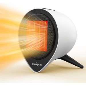 Mini Radiateur C&eacute;ramique 1500W, Chauffage d'appoint avec Minuterie 1-15 h, Protection anti-surchauffe et anti-basculement, Compact pour Bureau, salon - Blanc - Neuf