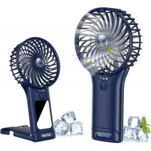 Ventilateur Portable &agrave; Main Silencieux, Mini Rechargeable USB, Avec Miroir, &agrave; Piles 4 Vitesses Pour Bureau et Voyage - Neuf