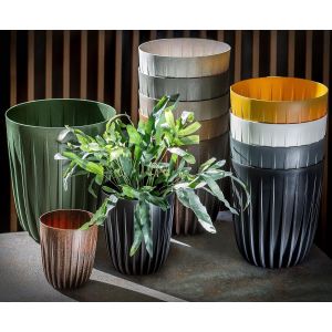 Pot De Fleurs En Plastique Moderne,Avec Motif G&eacute;om&eacute;trique,Pot De Fleurs Rond Avec Insert,Pot De Fleurs Naturel Pour L'ext&eacute;rieur,Cache-Pot &Agrave; Fleurs Hauteur (Diam&egrave;tre 14,5 Cm,Gris Clair) - Neuf