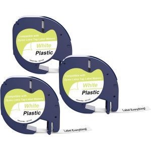 Label Tape Lot De 3 Rubans D'&Eacute;tiquettes Compatibles Avec Dymo Letratag 12 Mm X 4 M Compatible Avec Dymo Letratag 200B Lt-100H Xr Lt-100T Noir Sur Blanc[ENC944807] - Neuf