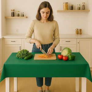 Sjzg-- Sous Nappe Bulgomme Prot&egrave;ge Table &Agrave; Manger En Pvc Caoutchout&eacute; Molleton Couvre-Table Antid&eacute;rapant Protection Anti Taches Et Rayures Carr&eacute; Rectangulaire Tissu De Poker (Vert, 6 Places) - Neuf