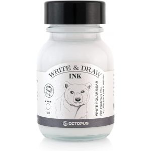 Write And Draw Ink 100 White Polar Bear-Encre Imperméable Pour L'écriture Et Le Dessin-Encre De Calligraphie Résistante À La Lumière-Pour Stylo Plume-Blanc-50 Ml - Neuf
