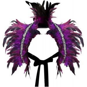 Trahoo-Gothique Cape De Plume, Plume Haussement D'épaules, Halloween Fête Costume, Collier De Plumes Pour Hommes Et Femmes, Fêtes Sur Scène D'halloween, De Carnaval Et De Cosplay¿Violet¿ - Neuf