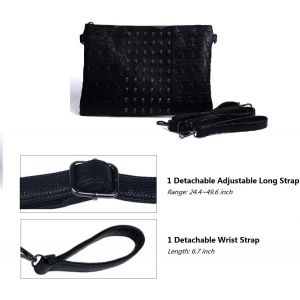 TZF-Sac &agrave; Bandouli&egrave;re &agrave; Imprim&eacute; Cr&acirc;ne pour Femme Bourse de Cr&acirc;ne de Sac &agrave; Bandouli&egrave;re Gothique en Cuir PU Portefeuille Long avec Chaine - Neuf