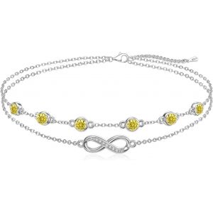 Kalanka-Infinito Pulsera Mujer Plata De Ley 925 Piedra Nacimiento Joyas Mujer Doble Capa Pulsera Personalizado Corazon Pulsera Regalo Cumpleaños Mujer Para Mamá Esposa Novia Amigas(Abril) - Neuf