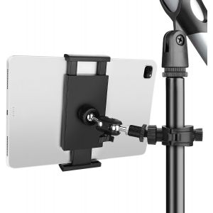 Support de tablette pour microphone,support r&eacute;glable pour iPad et tablette,compatible avec les tablettes et smartphones de 4,7 &agrave; 13,5 pouces - Neuf