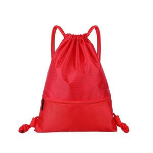 Sac à dos imperméable en nylon rouge avec cordon de serrage ¿ Sac de sport d'extérieur à double sangle réglable pour les voyages et le fitness - Neuf