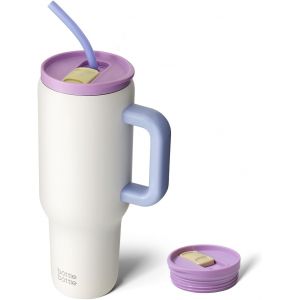 Tianyi-Tasse Isotherme 1200 Ml, Mug Avec Paille Et Poignée, Tasse Avec Paille Sous Vide En Acier Inoxydable Pour Cadeaux, Fêtes, Bureau, Café (Yaourt) - Neuf