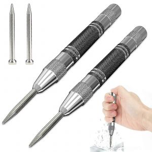 2pcs poinçon central automatique - poinçon central à ressort pour bois,mur,plastique,métal mou,verre - Neuf