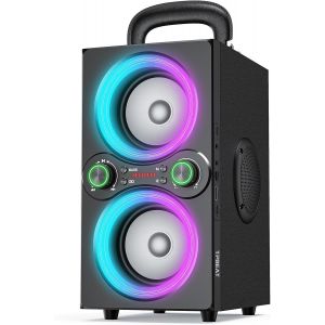 Enceinte Bluetooth Puissante, 80W Party Haut Parleur Bluetooth, Basses Renforcées, Avec Lumière, 18 Hrs Autonomie, Enceintes À Son Stéréo Tws, Lecture Usb/Tf Carte/Aux, Pour Fêtes, Camping[Z51] - Neuf