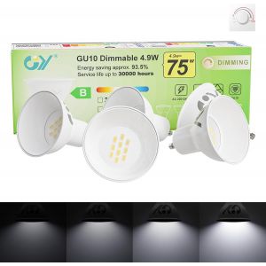 SJZG-Ampoule Led Gu10 Dimmable 4.9W 790Lm, 6500K Blanc Froid, 120° Large Faisceau, Économie D`Énergie, Protection Des Yeux, Ampoules Gu10 Led Variateur, 5 Unité (Lot De 1) - Neuf