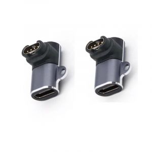 Adaptateur TYPE-C Femelle vers Montre Garmin Vertical Coud&eacute; - Lot de 2, Aluminium Gris Fonc&eacute; - Neuf