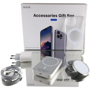 Coffret, Batterie Externe Iphone, Coque Iphone 14, Chargeur Iphone, Mag Safe, Pack Complet Pour Iphone 13 & 14 - Neuf